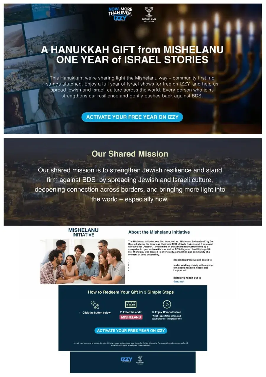 Mishelanu Initiative: one year of Israeli stories on IZZY, a Hanukkah campaign
