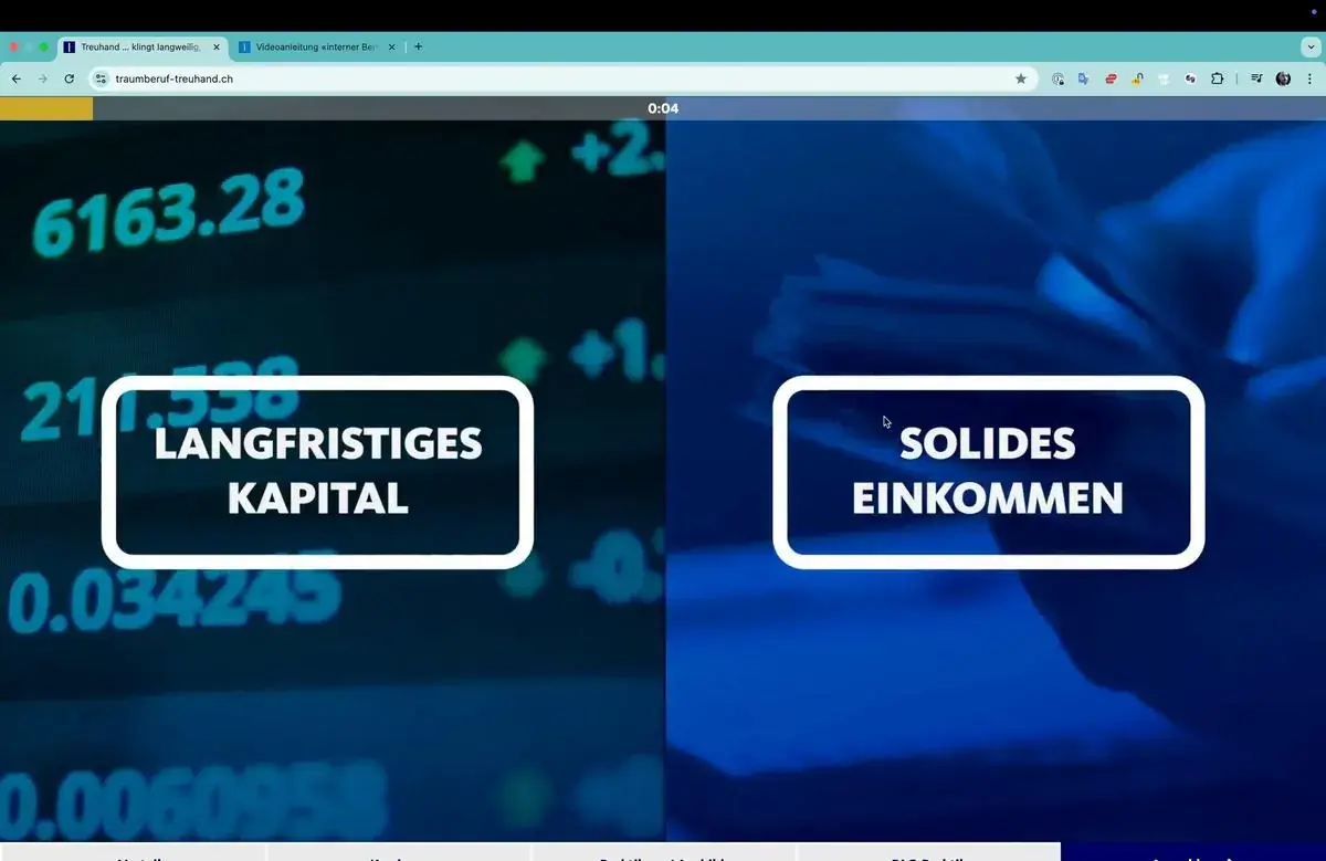 Treuhand Suisse: Visitors pick the role that fits them.